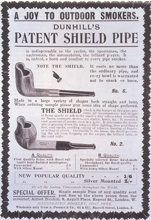 Dunhill WindShield Pipe, patent, fajka proti vetru